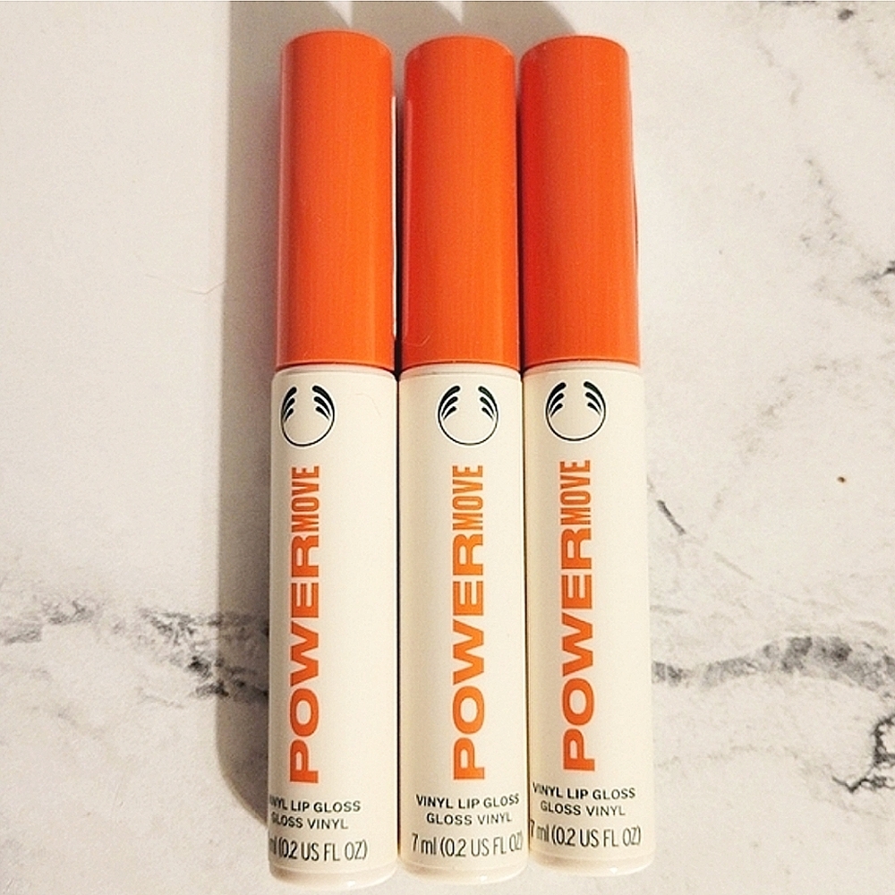 NEW Discontinued The Body Shop Lot Of 3 Power Move Vinyl Lip Gloss Color 'Orange